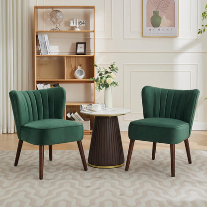 Mid-Century Moderne Loungestoel – Accentstoel – Fauteuil – Eetkamerstoel – Velvet Stoel – Groen – Gelamineerd Houten Frame – Verstelbare Poten voor Stabiliteit