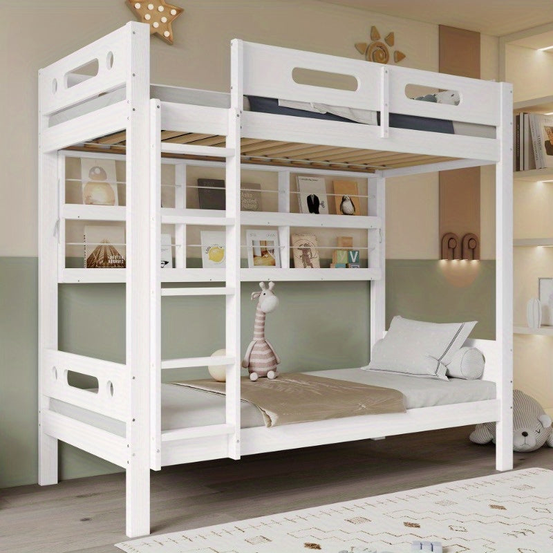 Modern Stapelbed – Hoogslaper – Kinderbed – Jongenskamer Bed – Bunkbed – Veiligheidshek – 5-Traps Ladder – Ruimtebesparend 90x200cm – Duurzaam MDF Frame