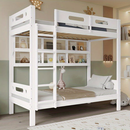 Modern Stapelbed – Hoogslaper – Kinderbed – Jongenskamer Bed – Bunkbed – Veiligheidshek – 5-Traps Ladder – Ruimtebesparend 90x200cm – Duurzaam MDF Frame