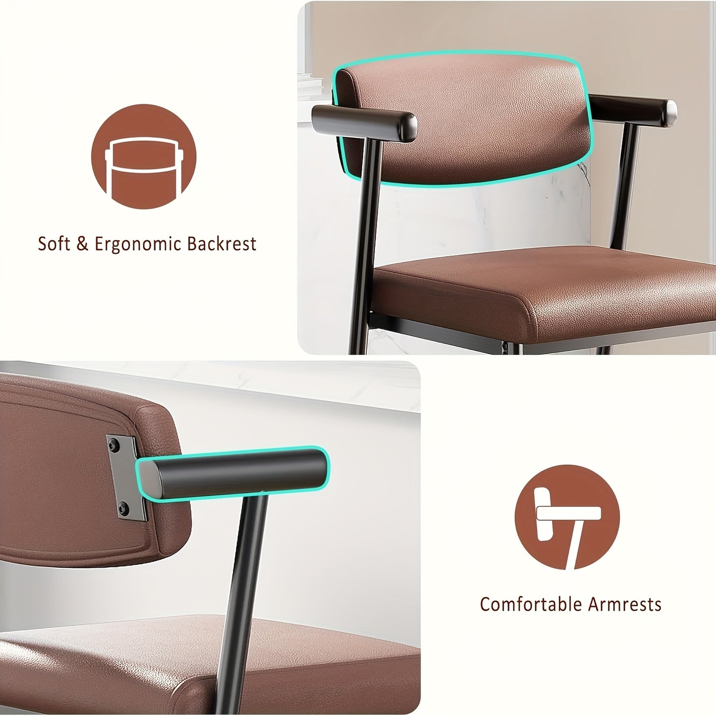 Barkrukken – Barstoelen – Keukenkrukken – Counterstoelen – Barkruk Set Zwart – Stevig Metalen Frame – Ergonomische Rugleuning en Voetsteun