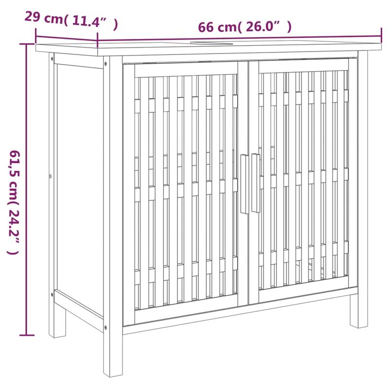 Badkamermeubel – Wastafelmeubel – Wastafelonderkast – Badmeubel – Wasbakmeubel – Compact 66x29x61,5 cm – MDF Met Walnoot Houtnerf