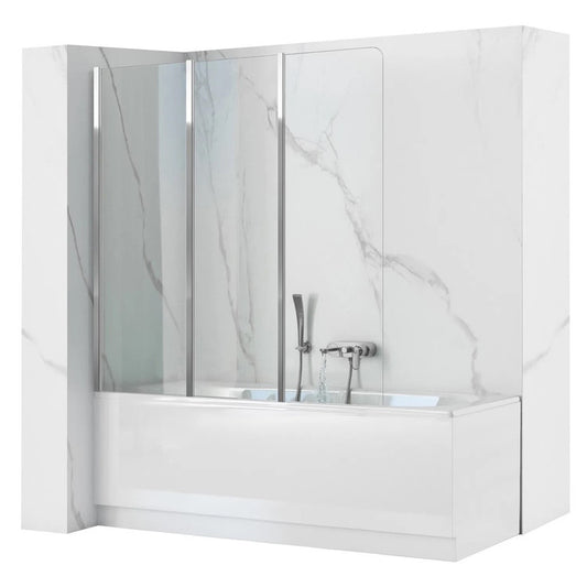 Badkuipzetwand – Badkuipscherm – Douchewand – Douchecabine – Badscherm – Inklapbaar Design – Helder Glas Met Aluminium Profielen