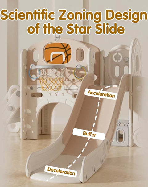 Glijbaan Peuter - Binnen - Buiten - Speeltuin - Speelhuis - Multifunctioneel - Speelgoed - Speeltoestel - Beige/Grijs - 189x217x111cm