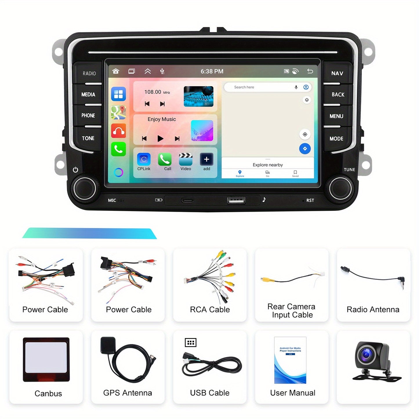 Android 15 Car Radio – Autoradio – Multimedia Systeem – Navigatiesysteem – Touchscreen Radio – 7 Inch Scherm – 6 GB RAM & 128 GB Opslag