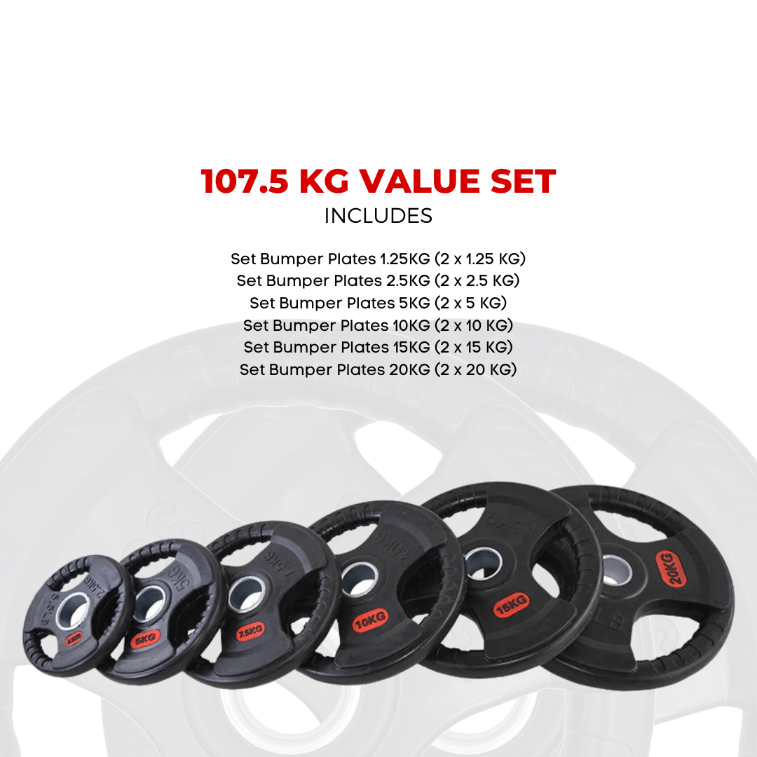 Weight Plate Value Set – Tri-Grip Rubber-Coated Cast Iron – 37.5KG, 107.5KG, 147.5KG, 290KG – 50mm Hole for Strength Training, Powerlifting, CrossFit & Home Gym