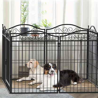 Hondenren – Hekken – Puppyren – Dierenren – Tuinren – 8 Panelen Metalen Hondenren 190x63x80 cm – Robuust Staal – Geschikt Binnen en Buiten