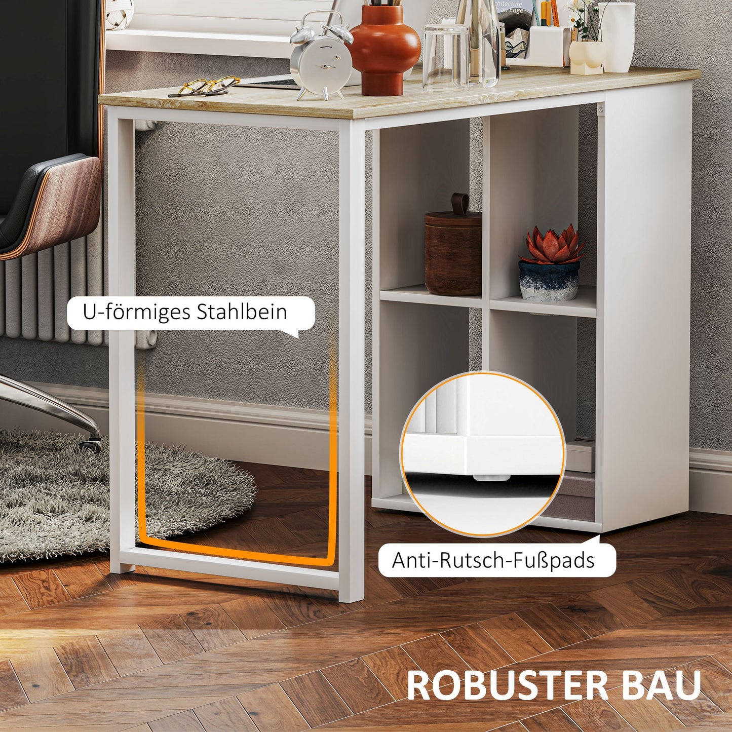 Compact Computertafel – Bureau – Werkplek – Schrijftafel – Computerbureau – Variant Oak – Ruimtebesparend Ontwerp – Ingebouwde Opbergruimte
