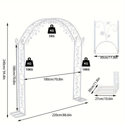Witte Metalen Tuinboog – Tuinarche – Bruiloftsboog – Feestboog – Ceremonieboog – Duurzaam Metaal – Groot Formaat 220x240 cm