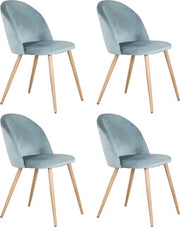 Eetkamerstoel - Set van 4 - Fluweel eetkamerstoel - Stoel - Eettafel stoel - 4 stuks - Houten poot - Groen