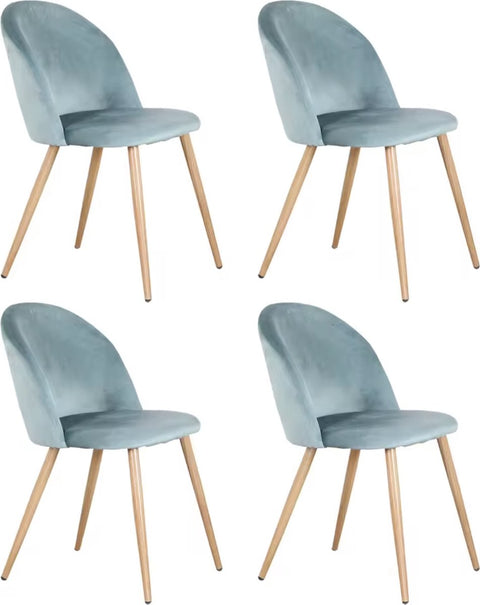 Eetkamerstoel - Set van 4 - Fluweel eetkamerstoel - Stoel - Eettafel stoel - 4 stuks - Houten poot - Groen