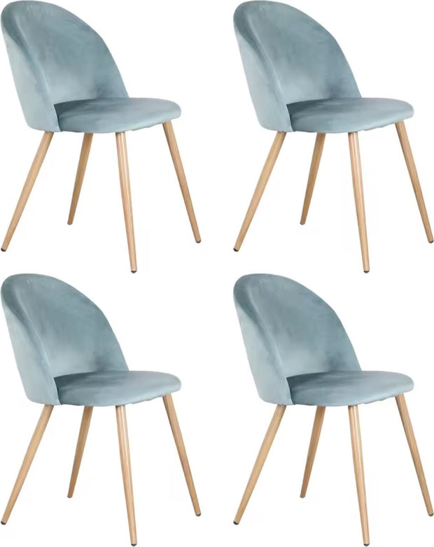 Eetkamerstoel - Set van 4 - Fluweel eetkamerstoel - Stoel - Eettafel stoel - 4 stuks - Houten poot - Groen