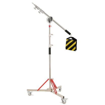 Lampstatief – Lichtstatief – Katrolstatief – Statieven – Opbouwstatief – RVS 320 cm – Verstelbare Schuine Arm en Zandzak