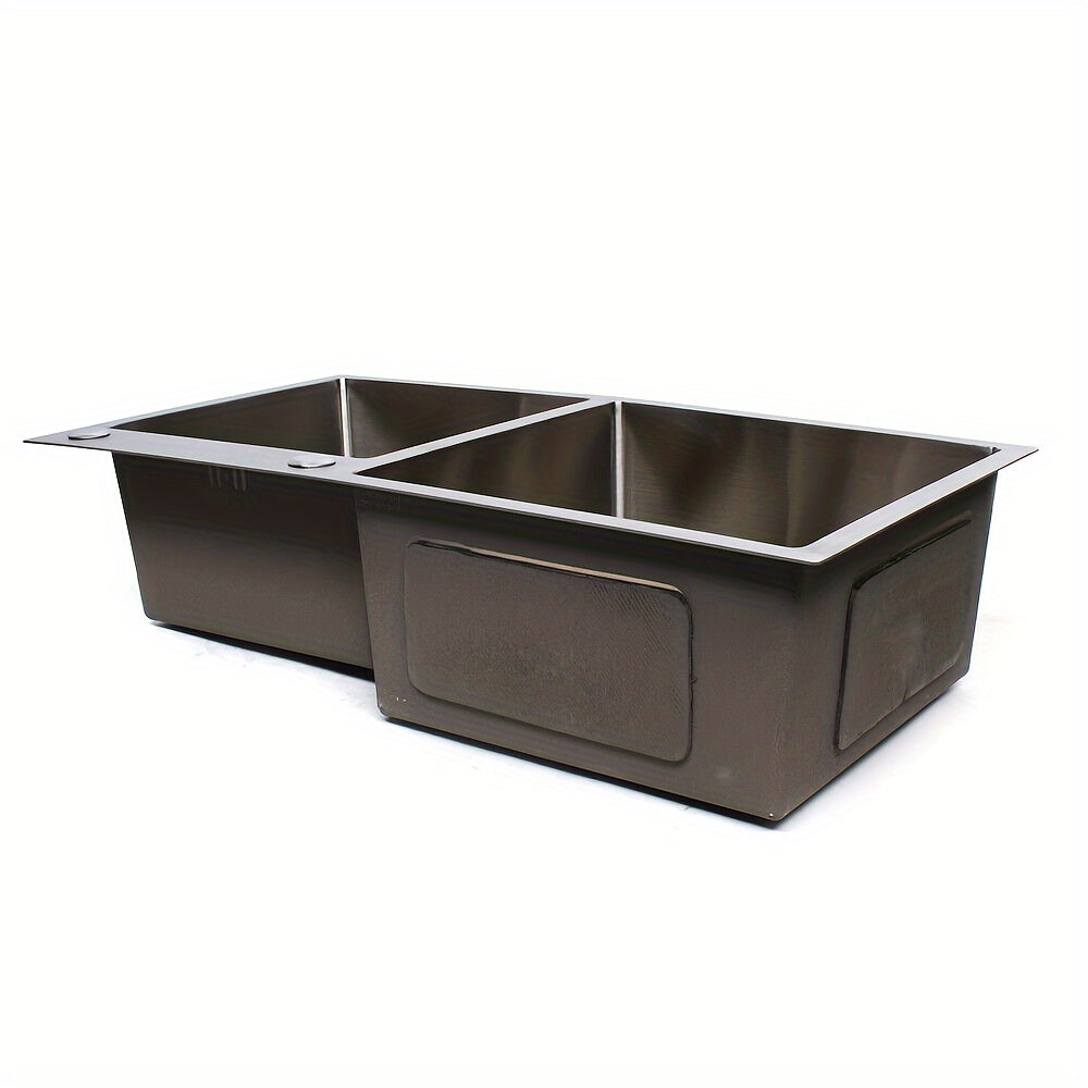 Keukenspoelbak – Dubbele Spoelbak – Gootsteen – Wasbak – Spoelbakken Keuken – Roestvrij Staal – 2 Bakken 76x43 cm – Met Afvoerset & Geluidsdemping