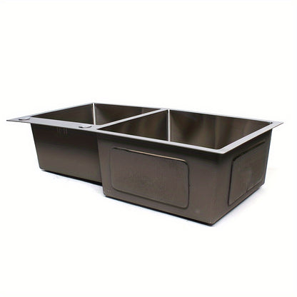 Keukenspoelbak – Dubbele Spoelbak – Gootsteen – Wasbak – Spoelbakken Keuken – Roestvrij Staal – 2 Bakken 76x43 cm – Met Afvoerset & Geluidsdemping