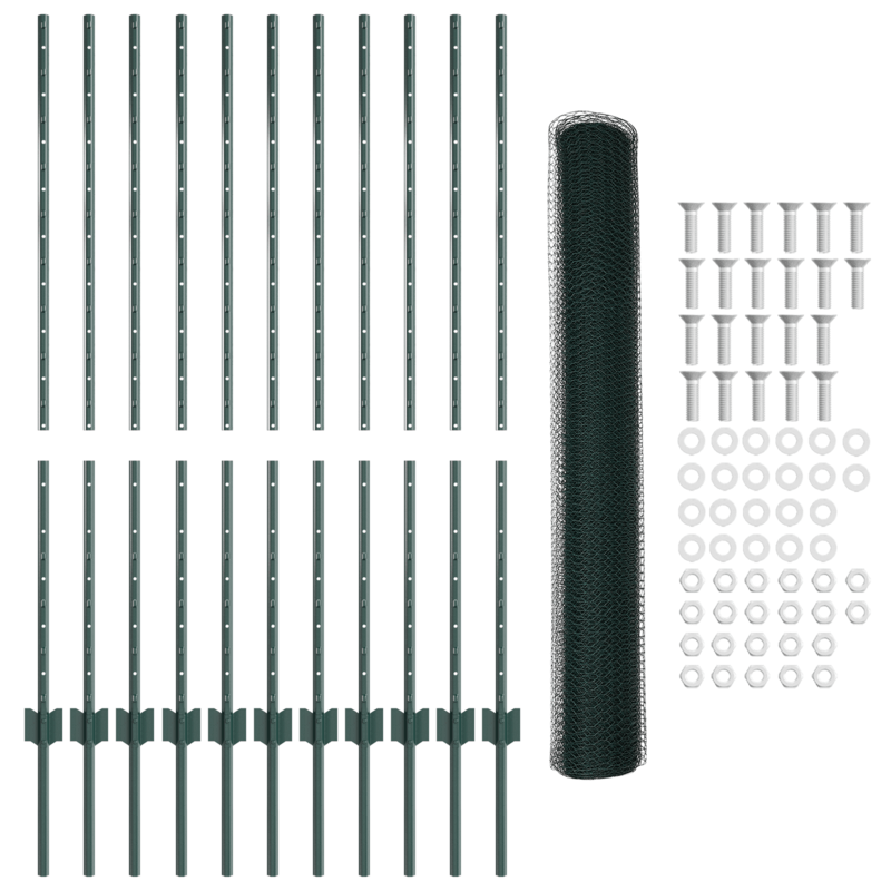 Set di Recinzione Esagonale da Giardino Set di 2 Verde Metallo