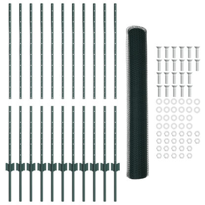 Set di Recinzione Esagonale da Giardino Set di 2 Verde Metallo