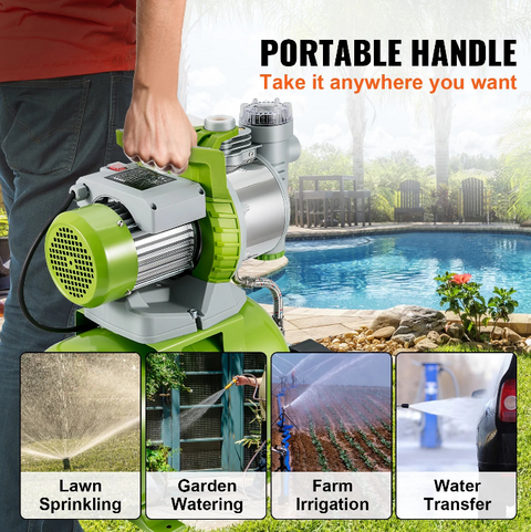 Ondiepe putpomp - Rioolpomp - Tuin waterstraalpomp - 1300W - 230V -  50Hz - 4200 L/u Debiet 50 m Opvoerhoogte - voor irrigatie, wateroverdracht - QUORE