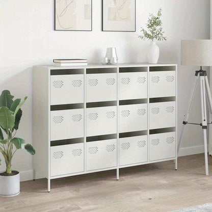 Dressoir – Sideboard – Opbergkast – Ladekast – Commode – Modern – Metaal – 12 Lades – Koudgewalst Staal – 135x39x103,5 cm