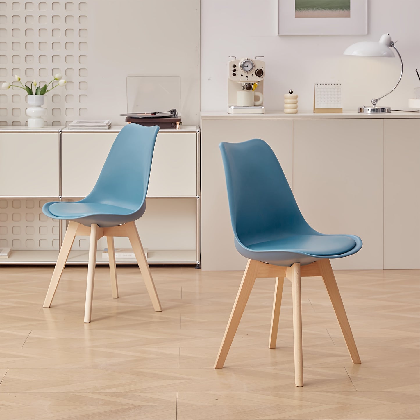 Eetkamerstoel – Stoel – Kuipstoel – Keukenstoel – Designstoel – Set Van 6 – PU Zitting – Beukenhouten Frame