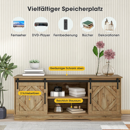 Rustiek TV-meubel – TV-meubel – TV-kast – Lowboard – Onderzetter – Schuifdeuren – Verstelbare Legplanken – 150x40x60 cm – Geschikt voor tv’s tot 65 inch