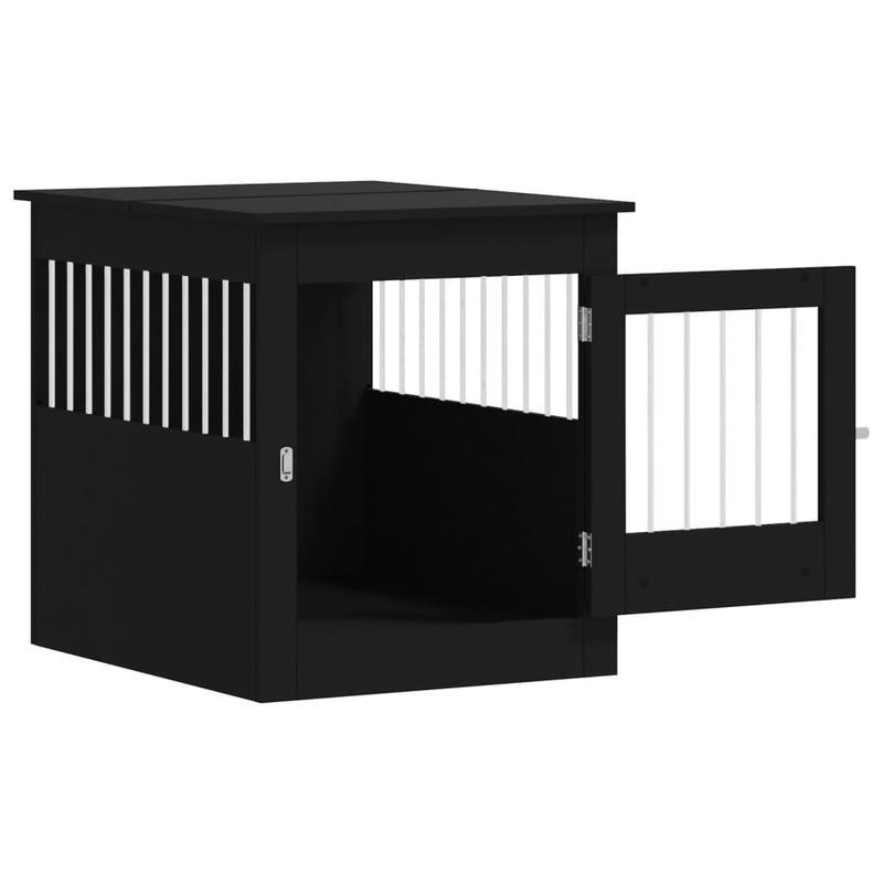 Hondenkennel – Hondenbench – Hondenren – Hondenhok – Meubelstijl – Zwart Metaal – Weerbestendig – Compact 64,5x80x71 cm