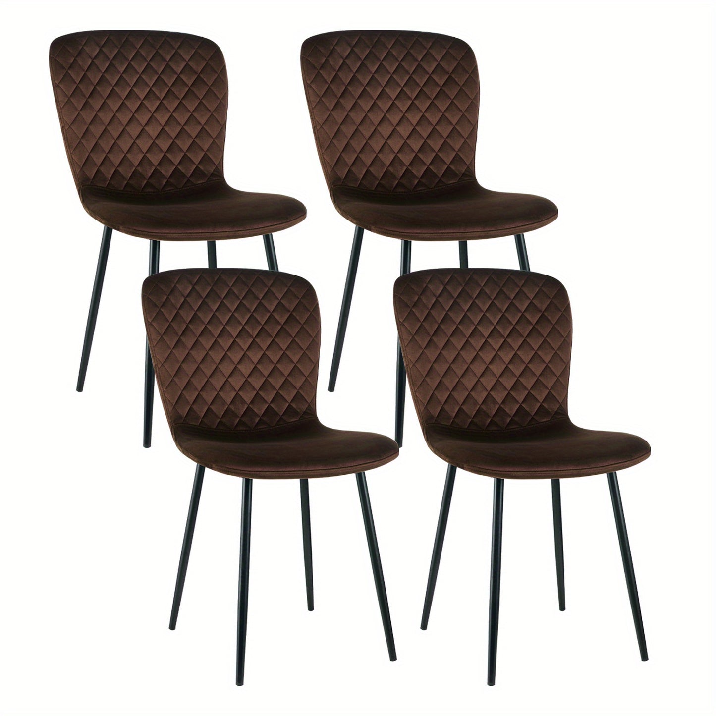Eetkamerstoel – Kuipstoel – Stoel – Fauteuil – Designstoel – Set Van 4 – Velours Bekleding – Met Metalen Onderstel – 86x58x45 cm – Comfortabel & Stijlvol