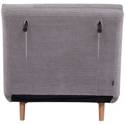 Slaapbank – Bedbank – Futon – Sofa Bed – Slaapstoel – Verstelbaar Metaal Frame – Corduroy Stof Lichtgrijs