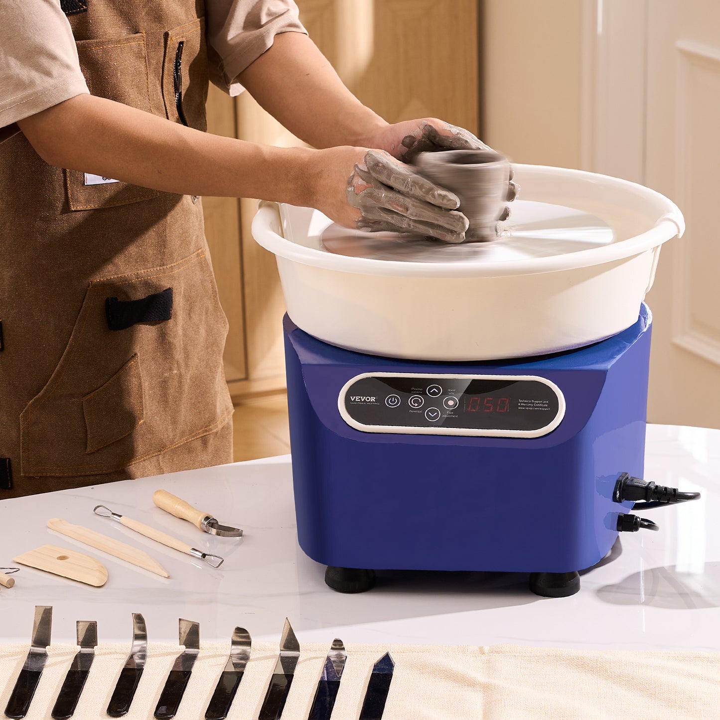 Pottenbakkersschijf – Draaischijf – Keramiek Wiel – Keramiek Draaischijf – Pottenbak Wiel – 28 cm Werkoppervlak – 350W Directe Aandrijving