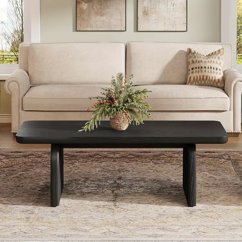 Salontafel – Woonkamertafel – Koffietafel – Middenzaal Tafel – Bijzettafel – Extra Lang 120x60 cm – Mat Zwart – Afgeronde Hoeken – Stevige Constructie