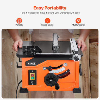 Tafelschaaf – Tafelzaag – Cirkelzaag – Houtzaag – Verstekzaag – Compact Oranje Zwart – 1200W Motor – Zaagcapaciteit 225 mm