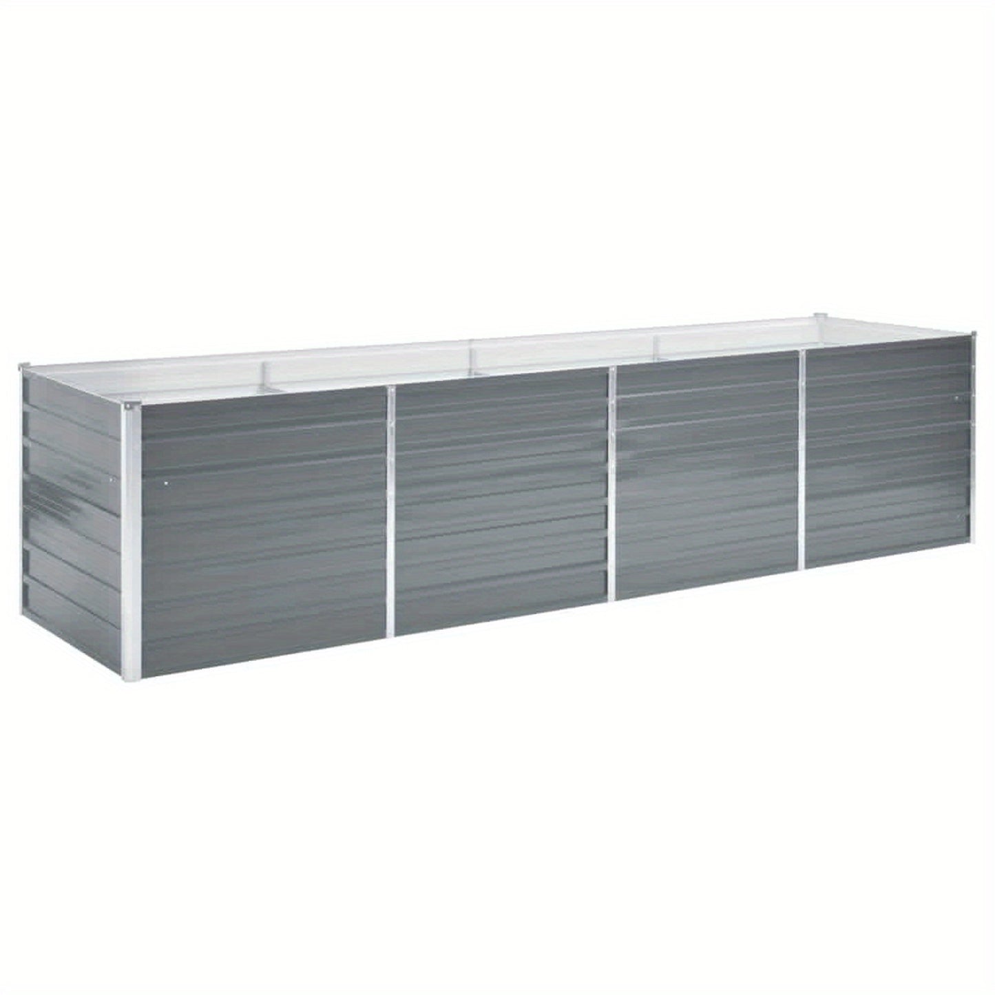 Garden Raised Bed Galvanised Steel 320x80x77 cm Grey Planter Box Outdoor, Standing Growing Bed Herb Raised Bed for Gardening, Vegetables, Flower, Backyard
