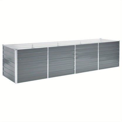 Garden Raised Bed Galvanised Steel 320x80x77 cm Grey Planter Box Outdoor, Standing Growing Bed Herb Raised Bed for Gardening, Vegetables, Flower, Backyard