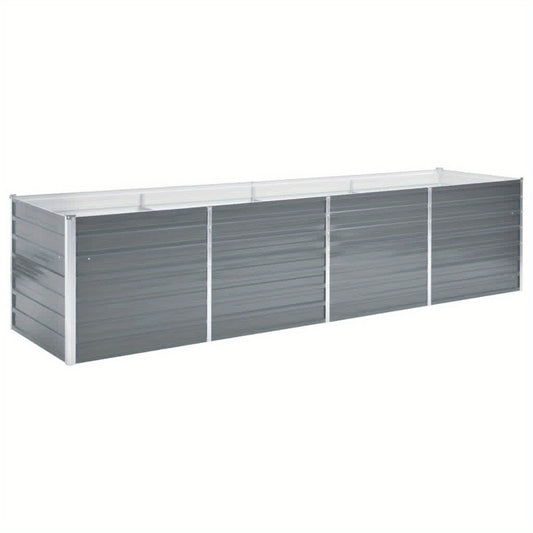 Garden Raised Bed Galvanised Steel 320x80x77 cm Grey Planter Box Outdoor, Standing Growing Bed Herb Raised Bed for Gardening, Vegetables, Flower, Backyard
