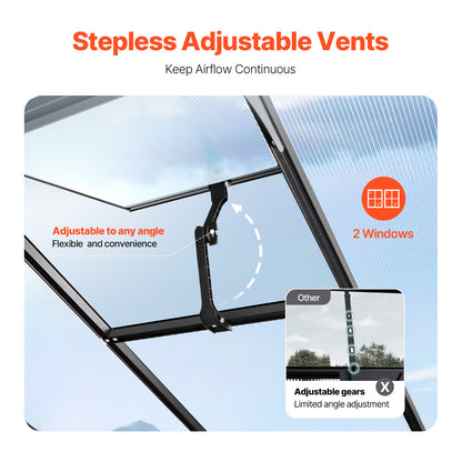 Kas – Kweekkas – Tuinkas – Plantenkas – Serre – 8 x 10 Ft Ruim Formaat – UV-Bestendige Polycarbonaat Panelen