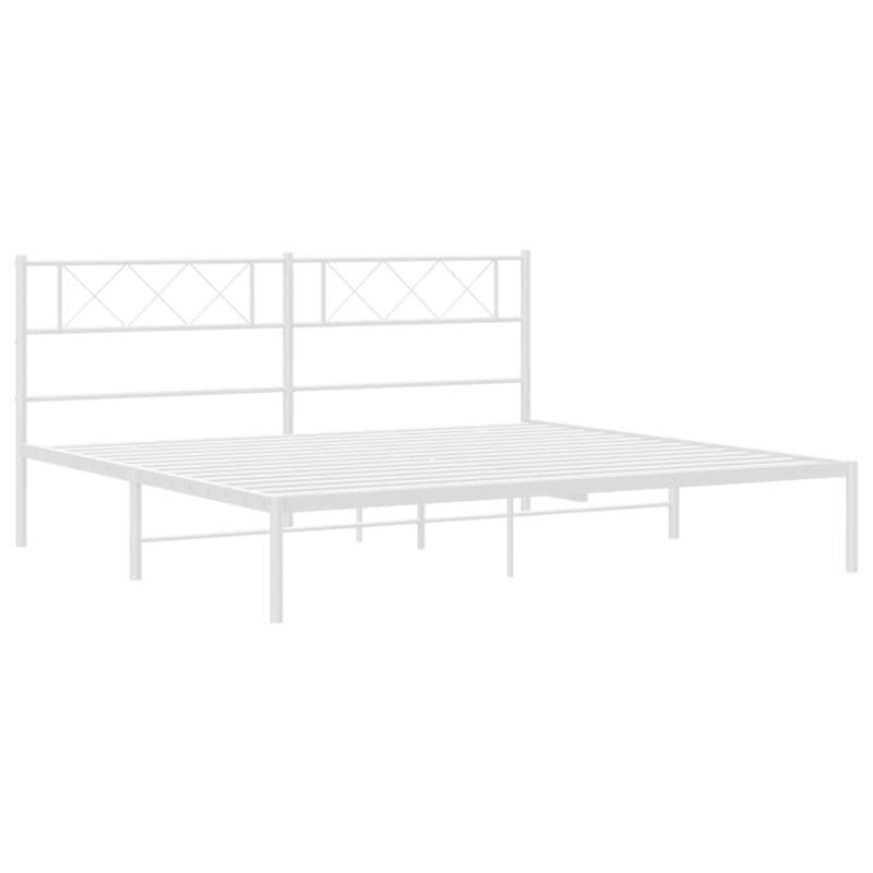 Bedframe – Metalen Bedframe – Stalen Bedframe – Slaapbank – Ledikant – Wit Hoofdbord – 160x200 cm – Stevig en Stijlvol