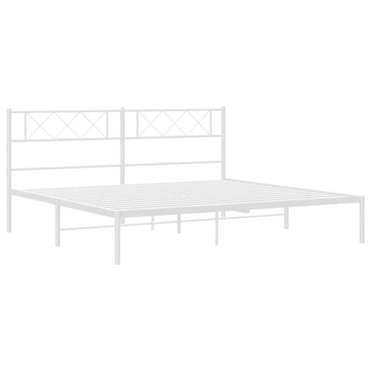 Bedframe – Metalen Bedframe – Stalen Bedframe – Slaapbank – Ledikant – Wit Hoofdbord – 160x200 cm – Stevig en Stijlvol