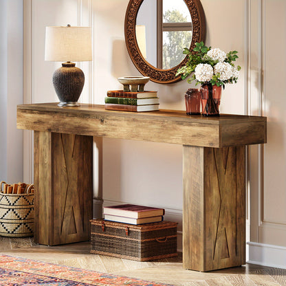 Sidetable – Consoletafel – Wandtafel – Haltafel – Sofa Tafel – Multifunctioneel – Houtfineer MDF – 160x35x85 cm – Rustieke Stijl