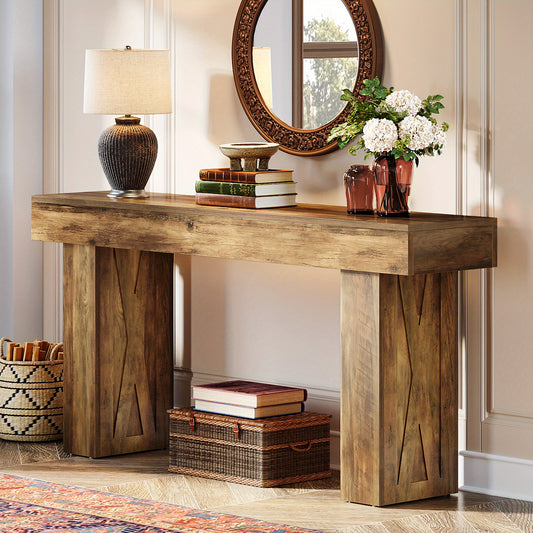 Sidetable – Consoletafel – Wandtafel – Haltafel – Sofa Tafel – Multifunctioneel – Houtfineer MDF – 160x35x85 cm – Rustieke Stijl