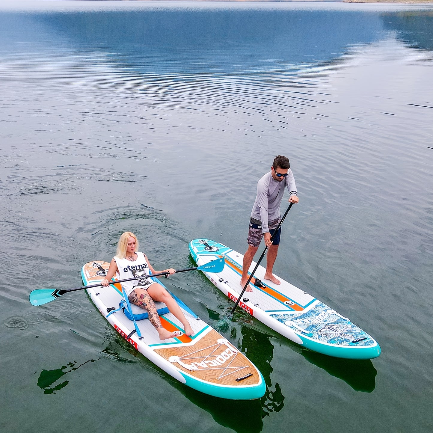 Stand Up Paddle Board – SUP Board – Inflatable Paddleboard – Surfboard – Watersportboard – Wood Grain Kleur – 360 cm Lang – Draagkracht 222 kg