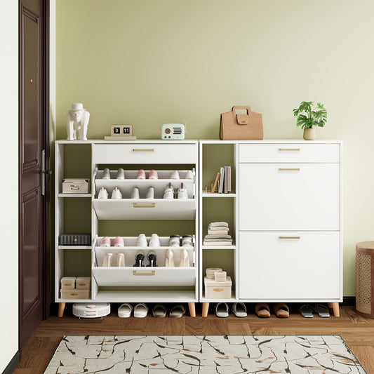 Schoenenkastje – Schoenenkast – Schoenenopberger – Schoenenrek – Halmeubel – Smal Design – 15 Paar Schoenen – Hardhouten Spaanplaat – Gouden Handgrepen