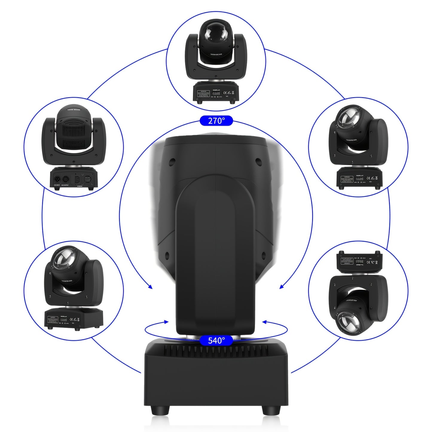 150W RGBW Moving Head – LED Verlichting – DJ Licht – Podium Spot – Club Effect – Krachtige RGBW LED – 540° Pan & 270° Tilt