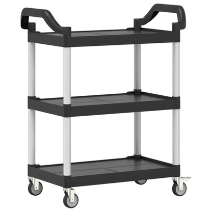 Keukentrolley – Serveerwagen – Opbergtrolley – Keukenwagen – Mobiliteitswagen – 3 Niveaus – Aluminium – Zwart – 81x41x92 cm