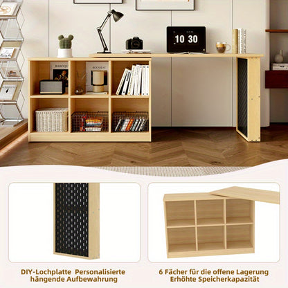 Bureau – Bureautafel – Computertafel – Werkplek – Kantoormeubel – Multifunctioneel Met 6 Opbergvakken – Robuust MDF Tafelblad 140x104x75 cm
