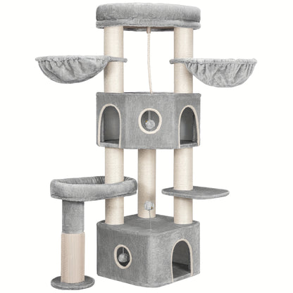 Krabpaal – Kattenboom – Krabmeubel – Kattenhuis – Kattentoren – 163 cm Hoog – Stevig Met Sisal Krabpalen En Zachte Ligplaatsen