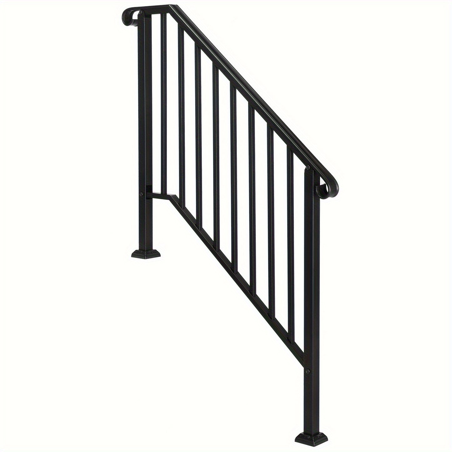Trapleuning – Handrail – Leuning – Balustrade – Leuninghouder – Gietijzer – Mat Zwart – Geschikt Voor 2 Treden – Robuust & Weerbestendig