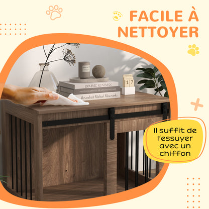 Hondenbench – Hondenkooi – Hondenkrat – Hondenhok – Reisbench – Opvouwbaar – Metaal met Houtlook – 57x80x54 cm – 2 Deuren