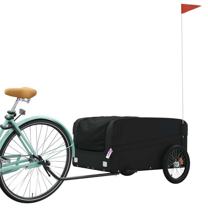 Fietskar Zwaar Beladen – Fietstrailer Cargo – Bakfiets Aanhanger – Transportkar Fiets – Cargo Carrier – 45 kg Capaciteit – Duurzaam Denim Frame – Ruime Opbergruimte – Zwart