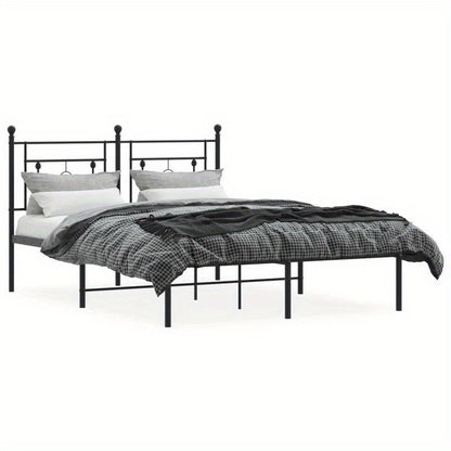 Modern Metal Bed Frame with Headboard - Heavy-Duty Powder-Coated Bed Frame Suitable for Bed, Queen Size (140x200cm), Assembly, Sturdy Non-Creak, Not Included