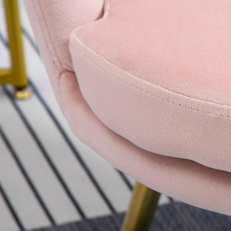Loungefauteuil – Loungestoel – Relaxfauteuil – Armstoel – Fauteuil – Roze Velvet – Ergonomisch Ontwerp – Stevig Metalen Frame