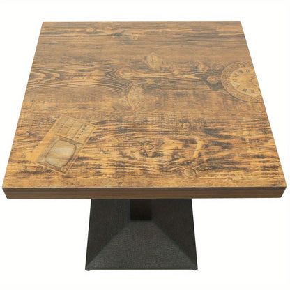 Eettafel – Tafel – Bijzettafel – Werktafel – Vierkante Tafel – Houtkleur – Enkele Poot – Compact 60x60x75 cm